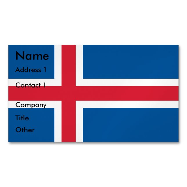 Magnet carte de visite avec drapeau d'Islande (devant)