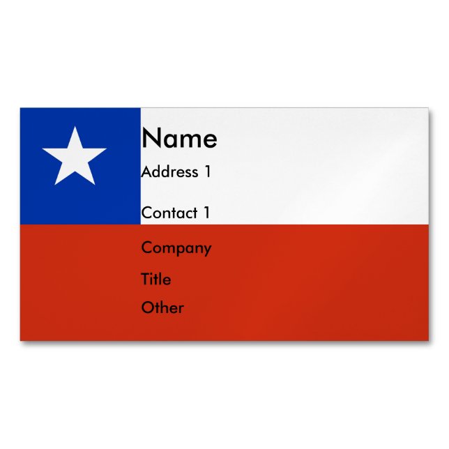 Magnet carte de visite avec drapeau du Chili (devant)