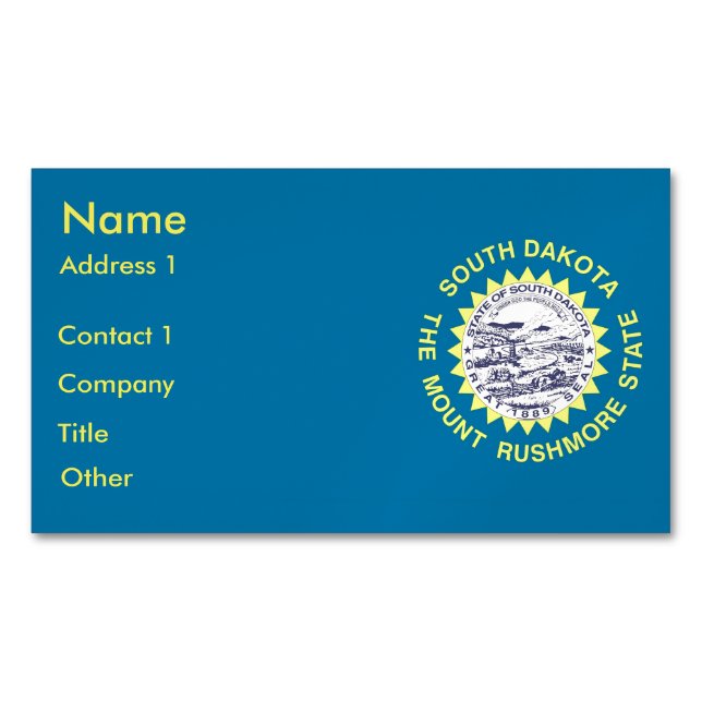 Magnet carte de visite avec drapeau du Dakota du S (devant)