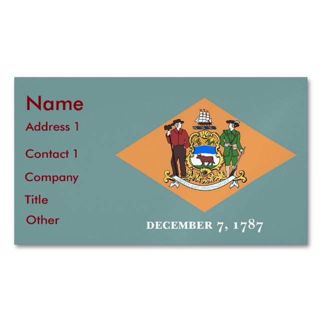 Magnet carte de visite avec drapeau du Delaware (devant)