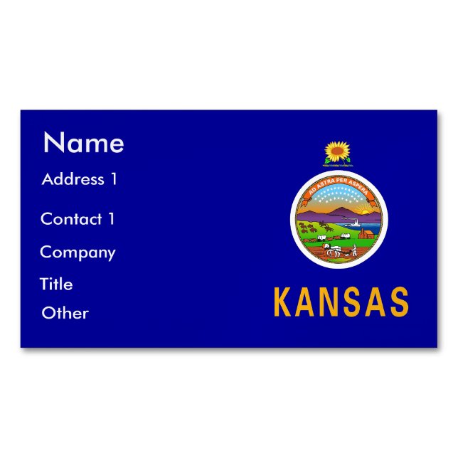 Magnet carte de visite avec drapeau du Kansas (devant)