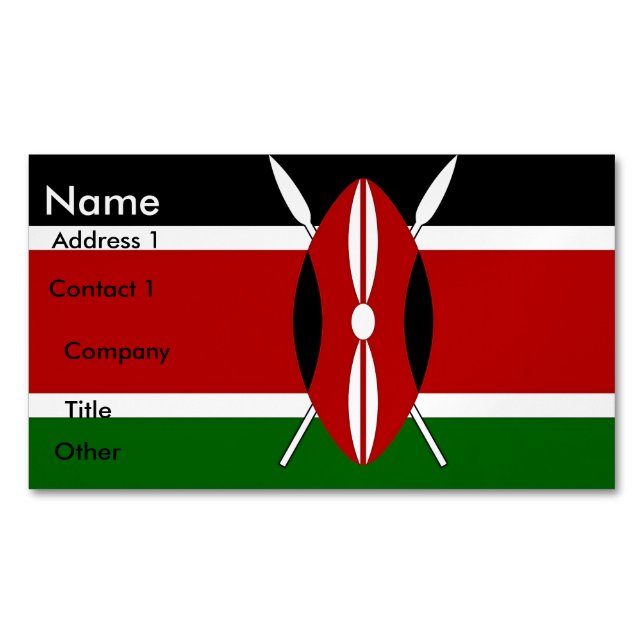 Magnet carte de visite avec drapeau du Kenya (devant)