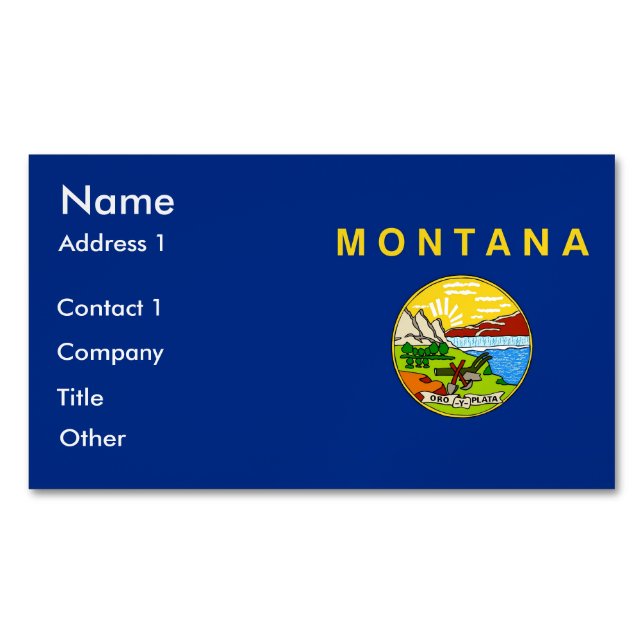 Magnet carte de visite avec drapeau du Montana (devant)