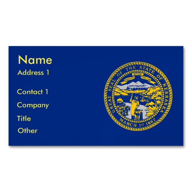 Magnet carte de visite avec drapeau du Nebraska (devant)