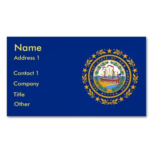 Magnet carte de visite avec drapeau du New Hampshi (devant)