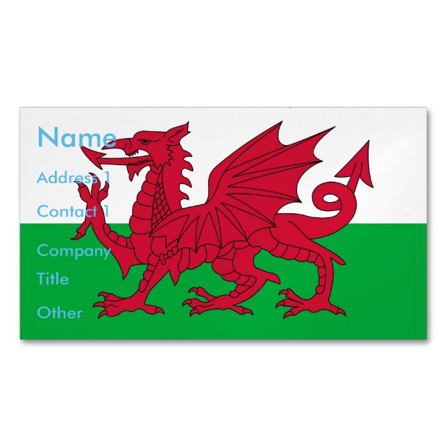 Magnet carte de visite avec drapeau du Pays de Gal (devant)