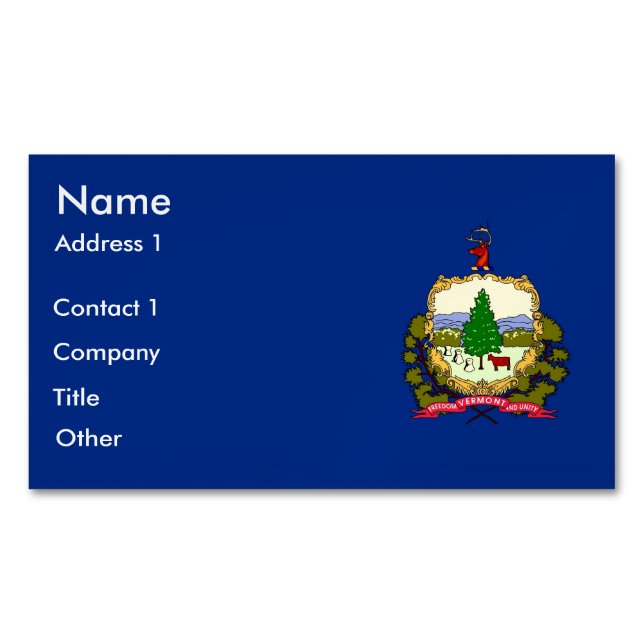 Magnet carte de visite avec drapeau du Vermont, Ét (devant)