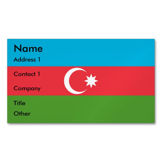 Magnet carte de visite avec le drapeau de l'Azerba (devant)
