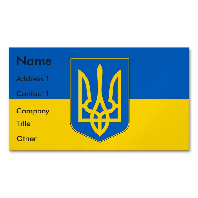 Magnet carte de visite avec le drapeau de l'Ukrain (devant)