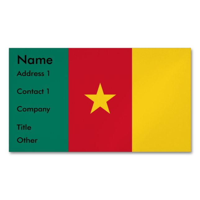 Magnet carte de visite avec le drapeau du Cameroun (devant)