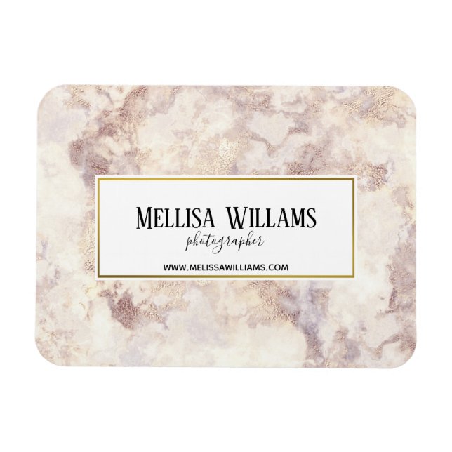 Magnet Carte de visite en marbre d'or Faux (Horizontal)