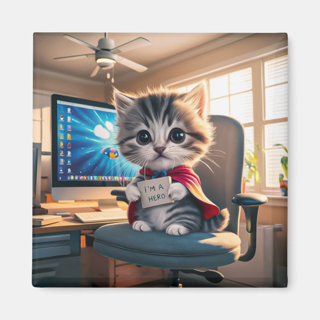 Magnet Cat with Alarm Clock  (Front)