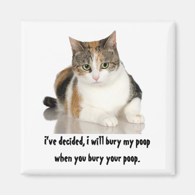 Magnet / chat je vais enterrer le caca quand vous  (Devant)