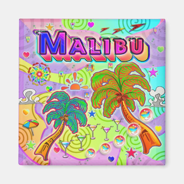 Magnet cible de vacances Malibu (Devant)