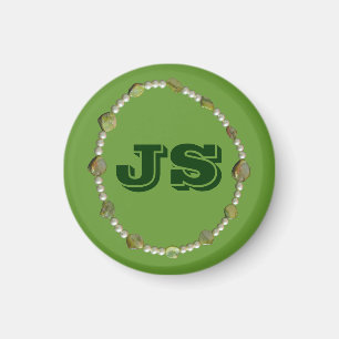 Magnet - Circle of Beads with Initials