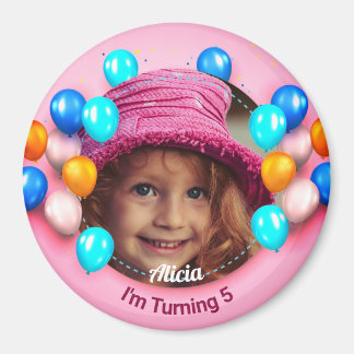 Magnet circulaire personnalisé Joyeux anniversaire