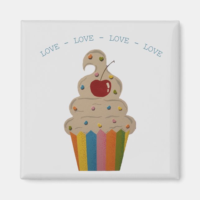 Magnet d'amour de Cupcake coloré (Devant)