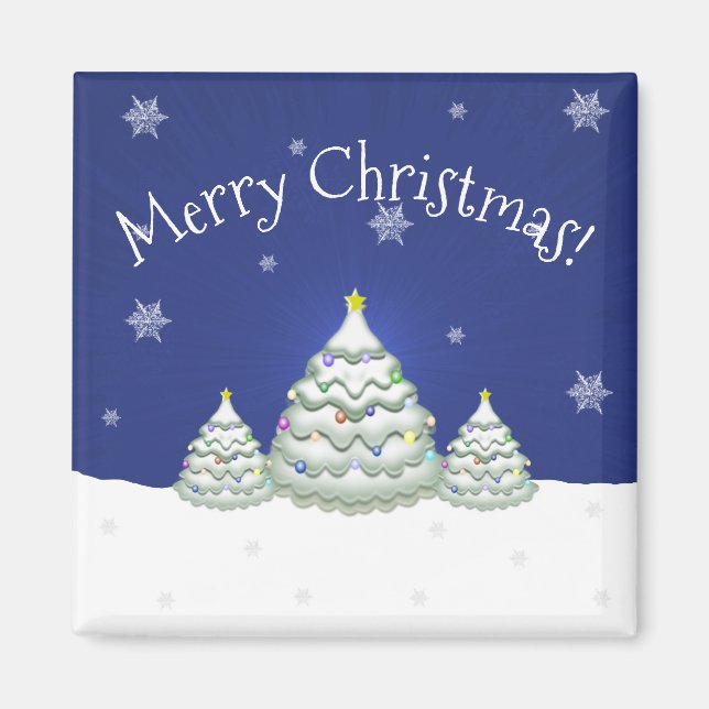 Magnet d'arbre de Noël bleu (Devant)