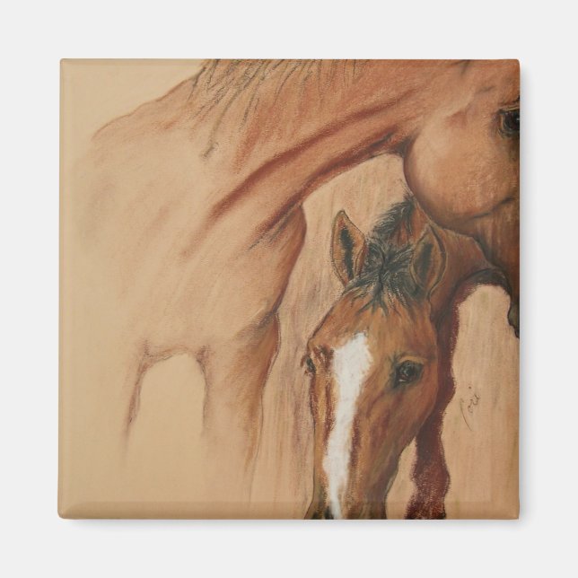 Magnet d'art des Chevaux de Baie (Devant)