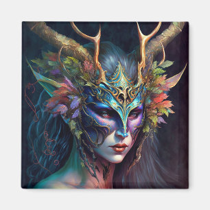 Magnet d'art Imaginaire de femme Elf Horned