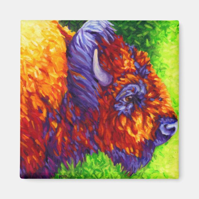 Magnet de bison rouge (Devant)
