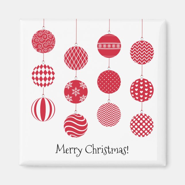 Magnet de boules de Noël rouge (Devant)