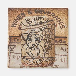 Magnet de brasserie de chien tiré à la main