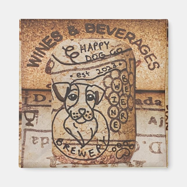 Magnet de brasserie de chien tiré à la main (Devant)