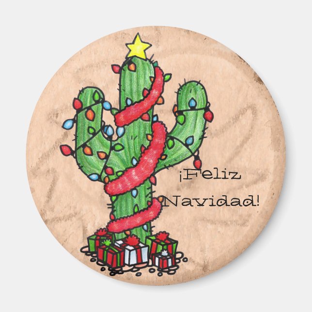 Magnet de cactus de Noël (Devant)