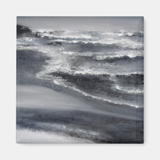 Magnet de Carrés de plage noir et blanc