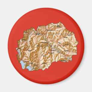 Magnet de carte de la Macédoine du Nord