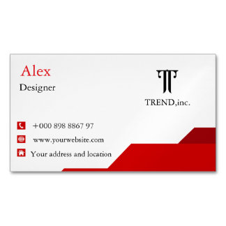 Magnet de Carte de visite blanc et rouge personnal