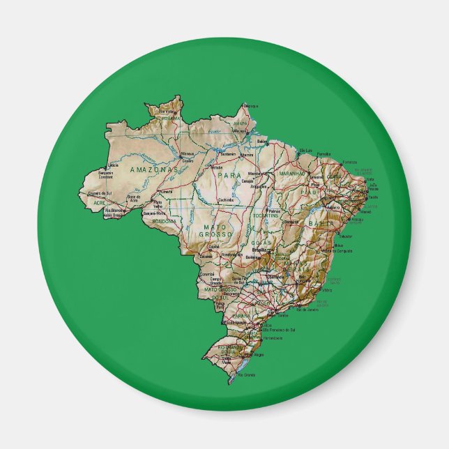 Magnet de carte du Brésil (Devant)
