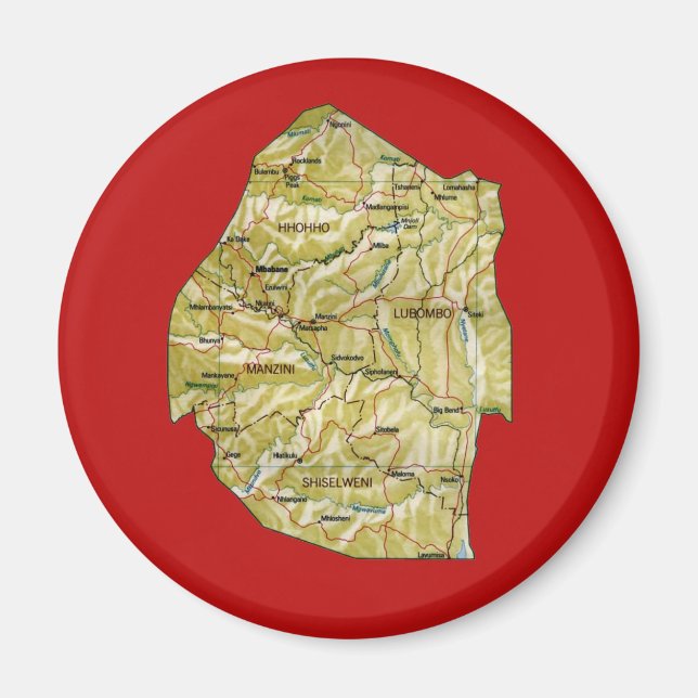 Magnet de carte Eswatini (Devant)