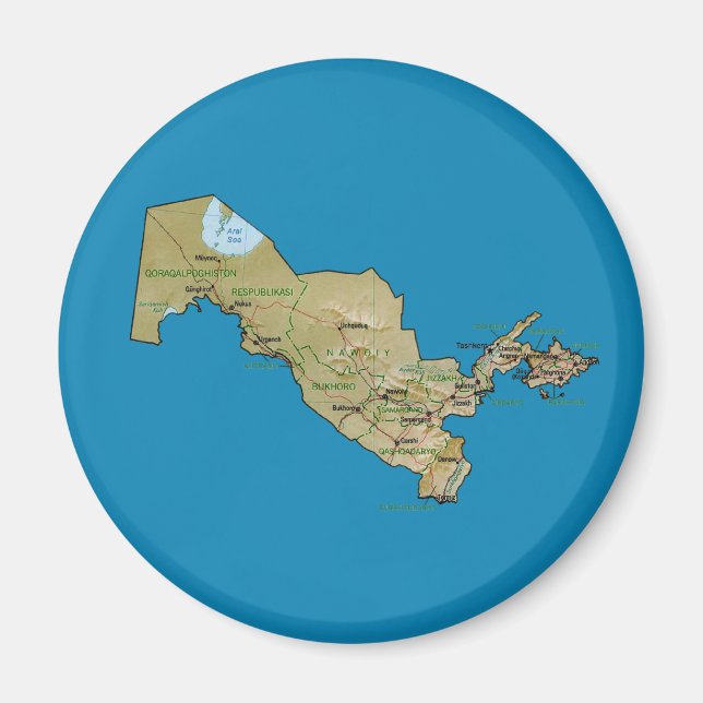 Magnet de carte Ouzbékistan (Devant)