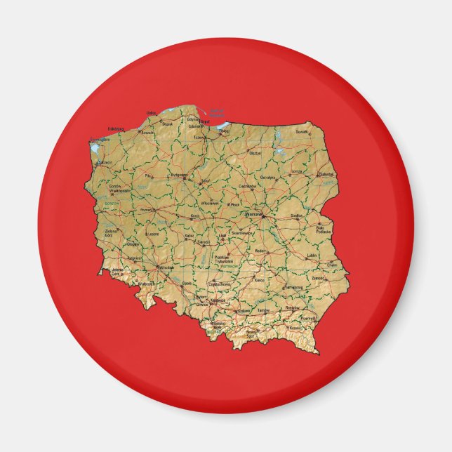 Magnet de carte Pologne (Devant)