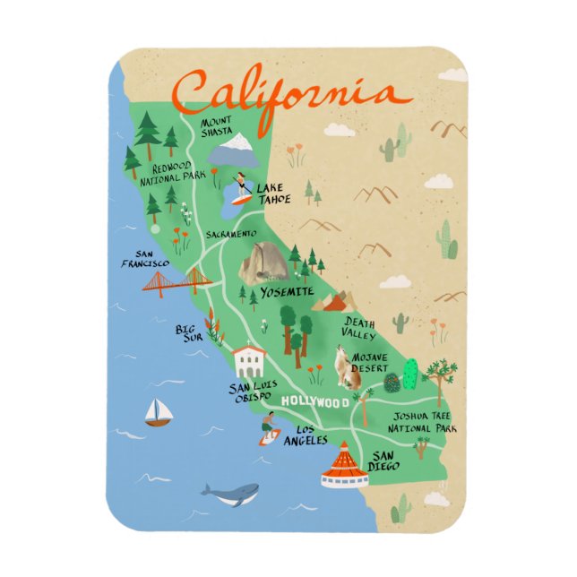 Magnet de cartes de Californie (Vertical)