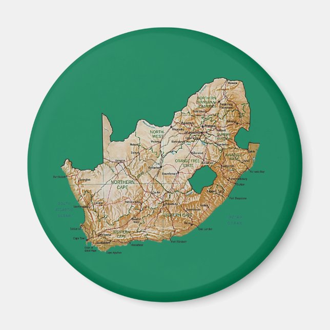Magnet de cartes de l'Afrique du Sud (Devant)