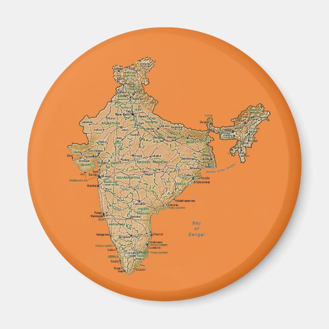 Magnet de cartes Inde (Devant)