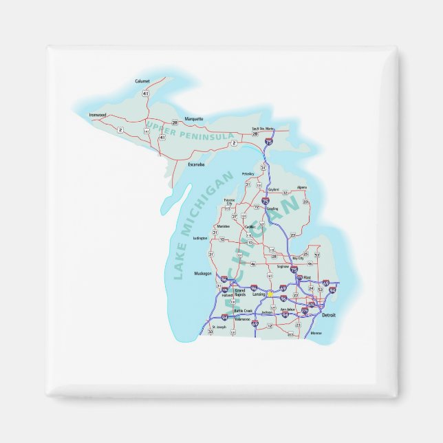 Magnet de cartes inter-États du Michigan (Devant)