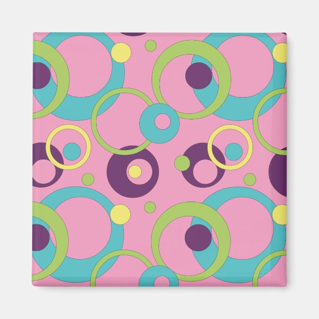 Magnet de cercles roses funky (Devant)