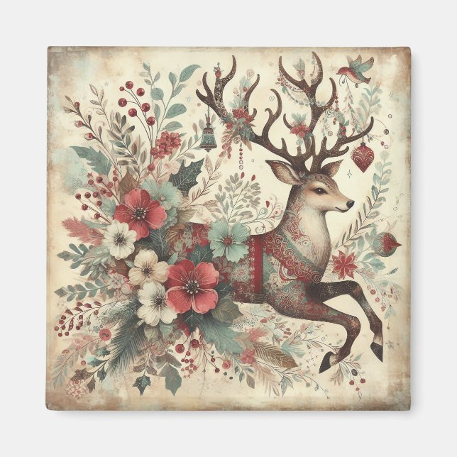 Magnet de cerfs de Noël classique (Devant)