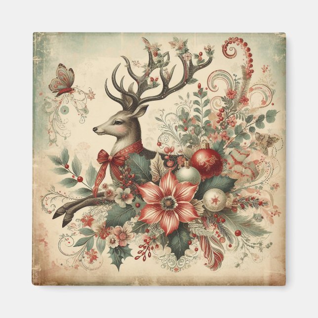 Magnet de cerfs de Noël classique (Devant)