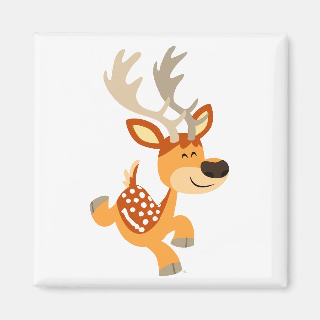 Magnet de cerfs en jachère de caricature mignonne (Devant)