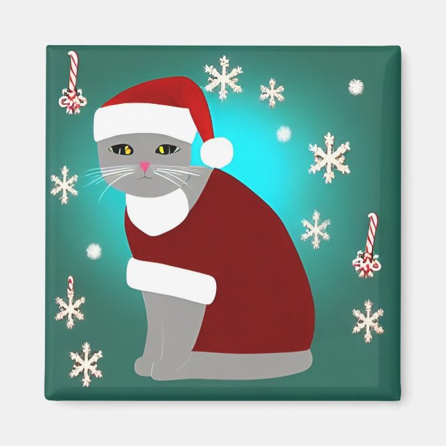 Magnet de chat de Noël (Devant)
