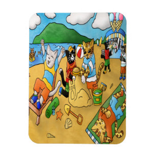 Magnet de chats de plage d'été