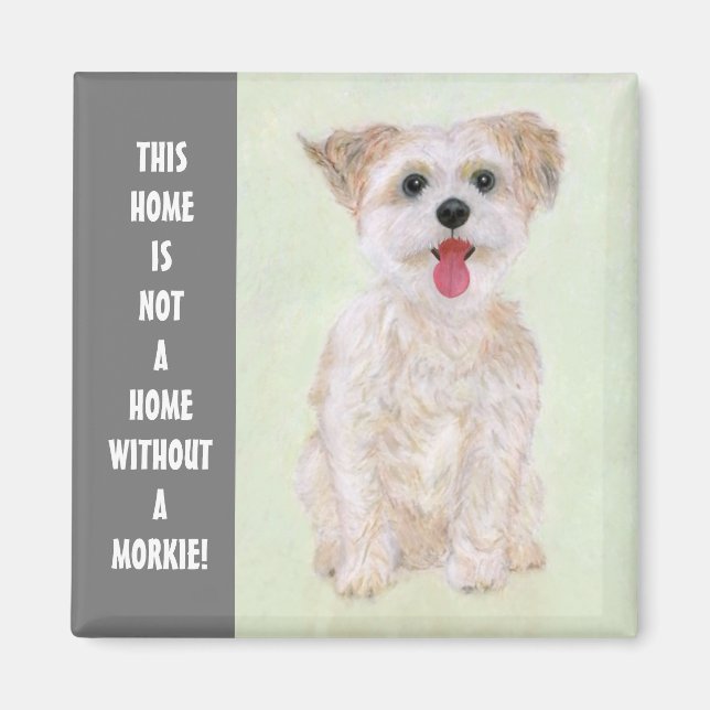 Magnet de chien Morkie avec texte (Devant)