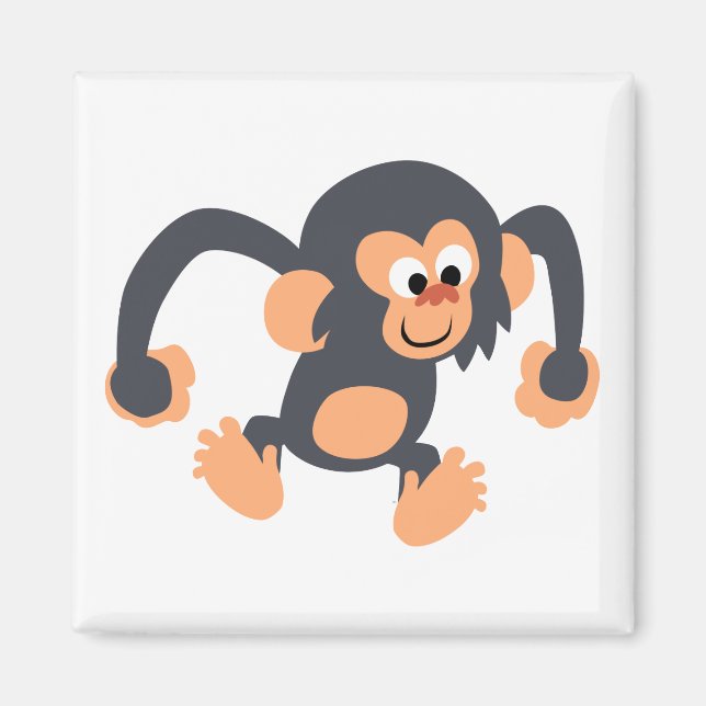 Magnet de chimpanzé à caricature bondissante (Devant)