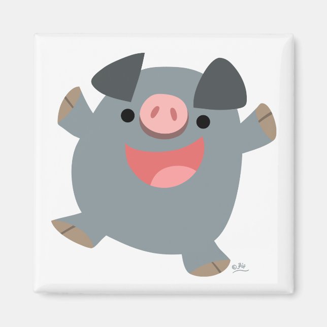 Magnet de cochon rebondissant en caricature mignon (Devant)