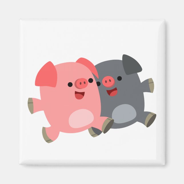 Magnet de cochons de dessin blanc et noir (Devant)